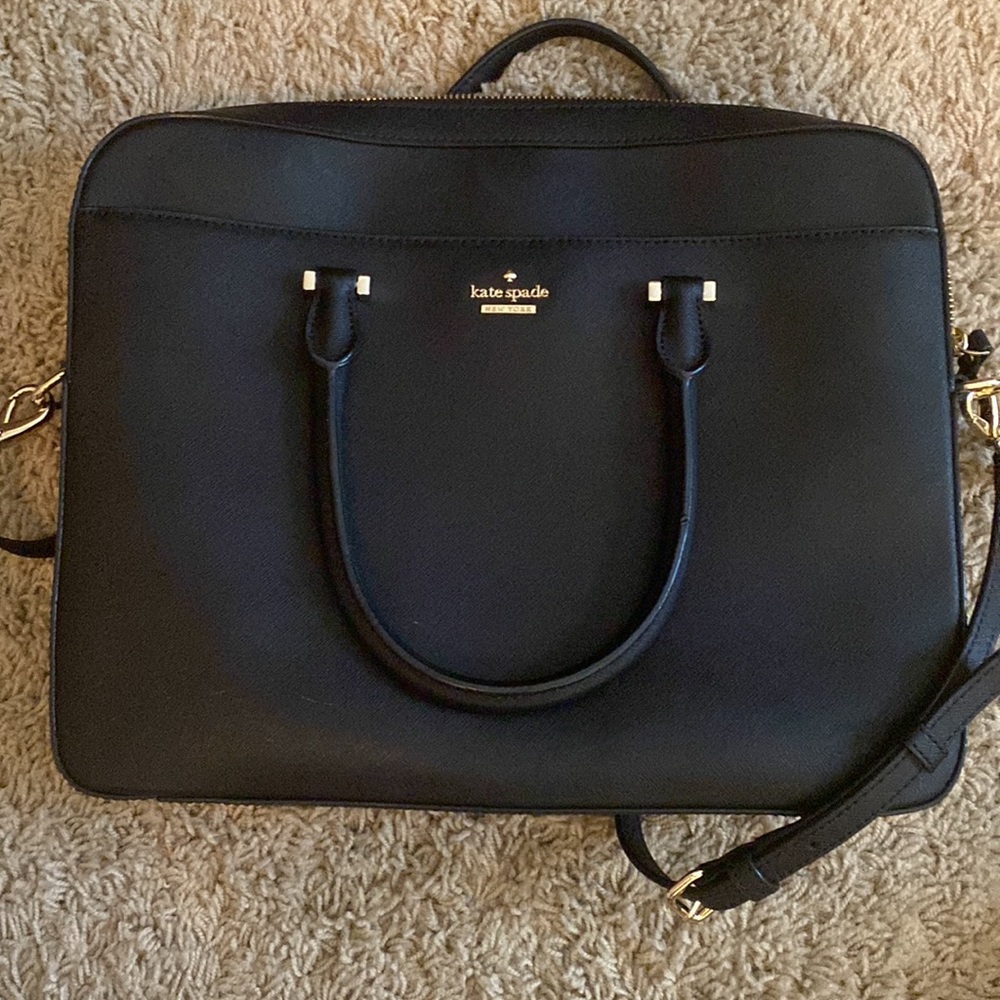 Kate Spade Large Leather Laptop bag 6 pockets with Strap & Dust bag